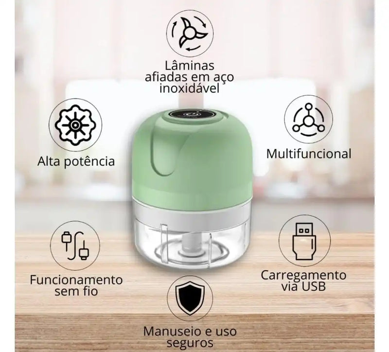 Mini Processador Triturador Elétrico 3 Segundos Recarregável USB